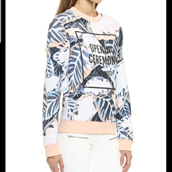 Like New Authentic Opening Ceremony Painted Leaves OC Sweatshirt Top Shirt Crew - Picture 3 of 8